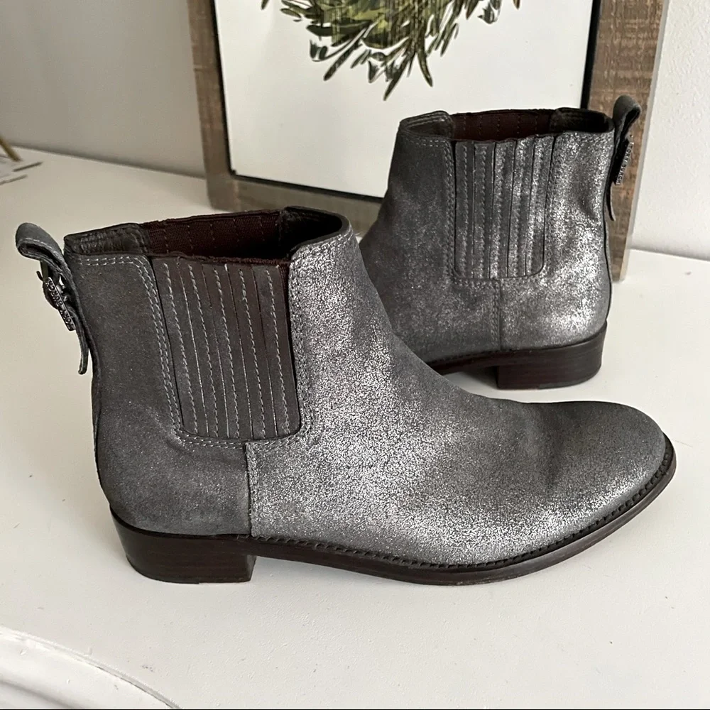 Tory Burch Wade Metallic Ankle Boots  Size 8